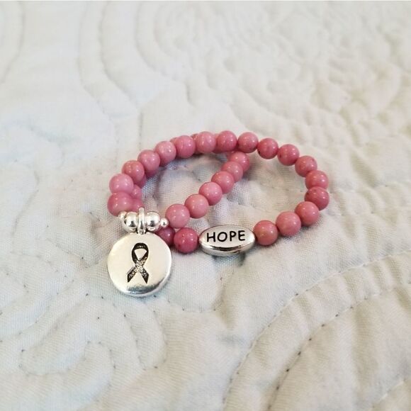 Hand Crafted Rhodochrosite Breast Cancer Awareness - Picture 1 of 2